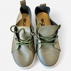 Sage Green vegan leather lace-up sneakers size 6 international brand